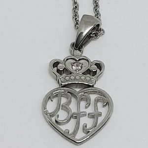 Disney BFF Heart Pink CZ Chain Pendant Necklace